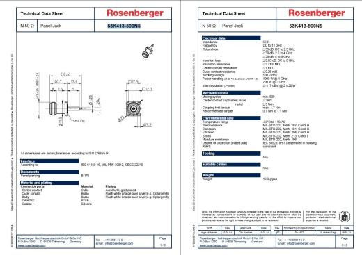 Rosenberger N型11 GHz同轴17.5毫米4孔法兰连接器缩略图